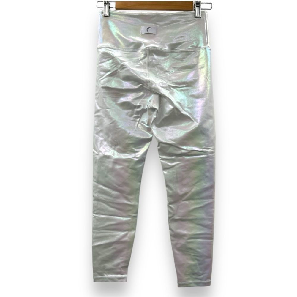 Zyia Active High Rise Iridescent Shimmer White Unicorn Lux Cropped