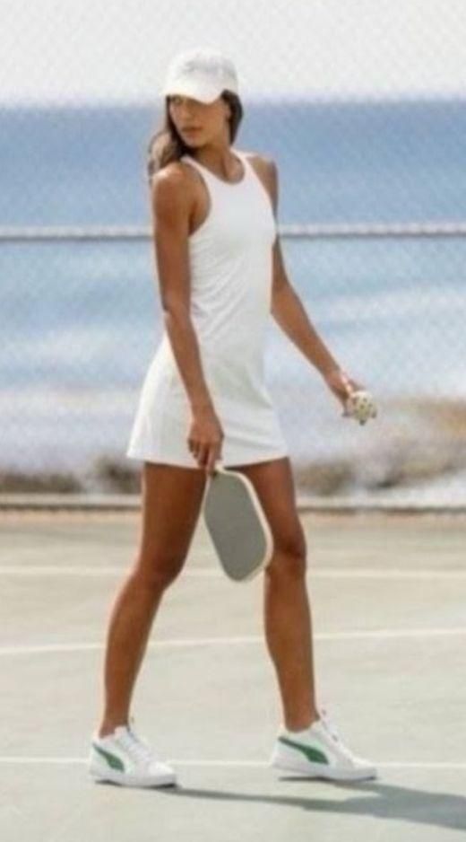 Vuori Volley Athletic Tennis Dress With Pockets Built in Bra White