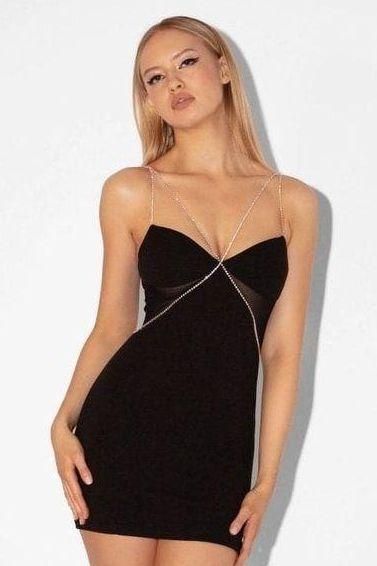 Heiress Beverly Hills NWT BLACK DIAMANTE STRAP CUTOUT MINI DRESS Size M -  $99 (47% Off Retail) New With Tags - From Lea