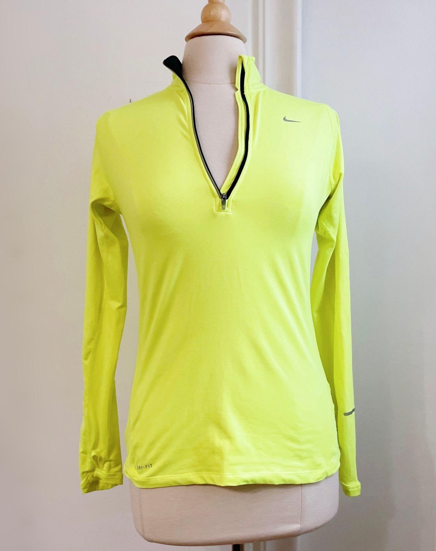 Nike Dry-Fit Women's Neon Long Sleeve Half Zip Active Running Shirt S Small  EUC Yellow - $20 - From Joanna