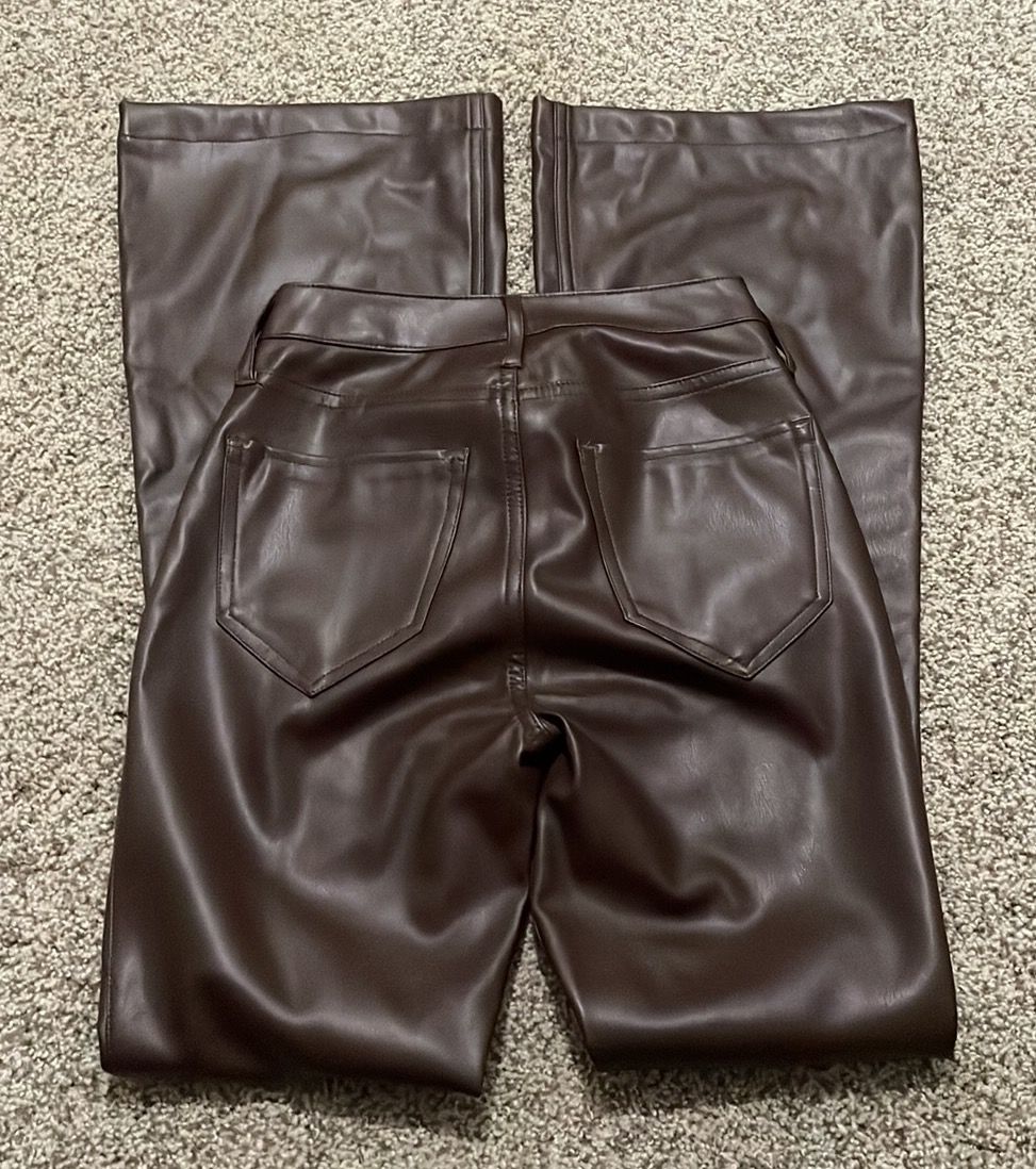 Hollister High Rise Flare Chocolate Brown Faux Leather Pants 00R W23 Size  00 - $12 - From jerilyn