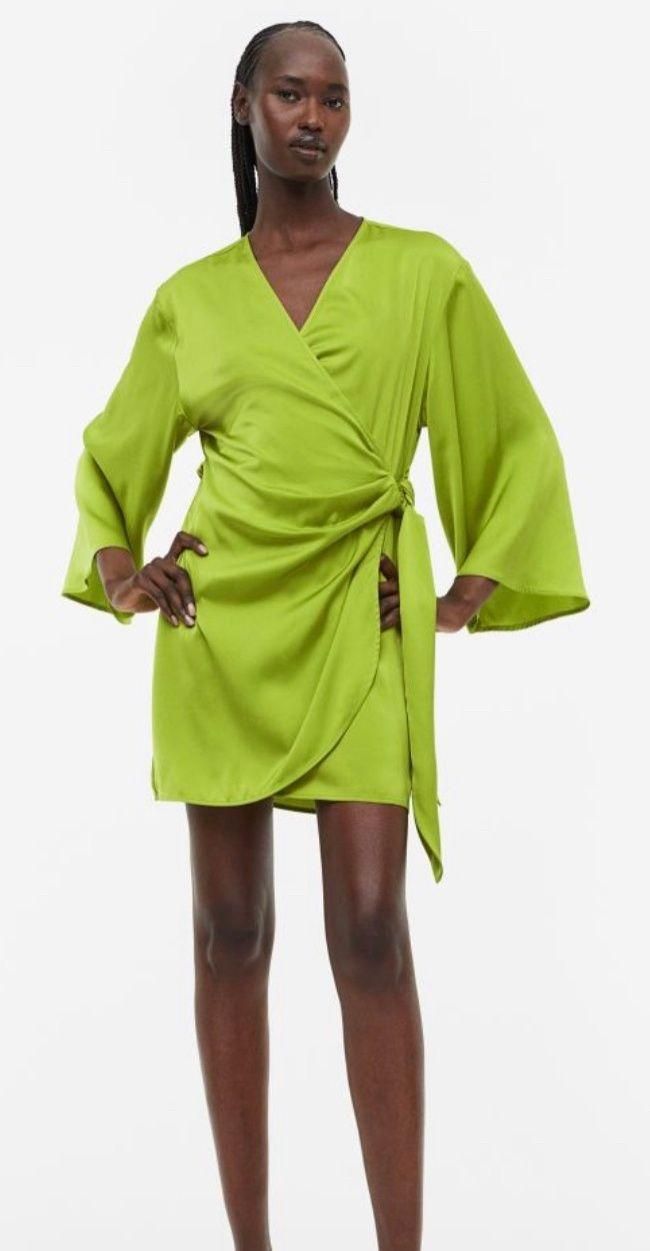 H&M Satin Wrap Front Dress Green Size XS - $29 (27% Off Retail) - From  Olivia