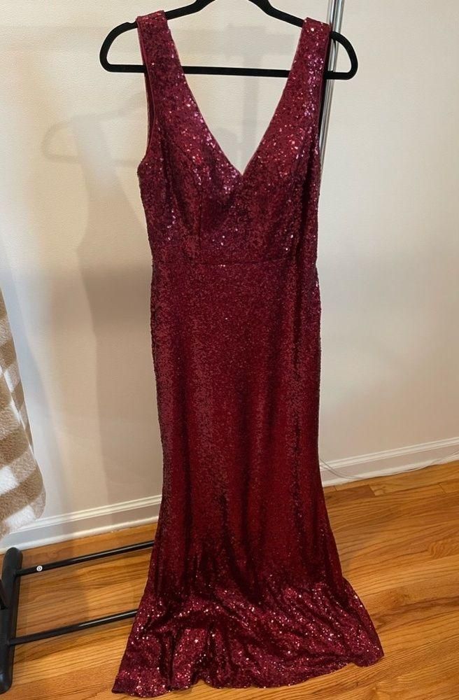 Revelry Dakota Sequin Bridesmaid MOB Dress in Cabernet - 205, Size: 10.  Worn 1x! - $67 - From Meagan