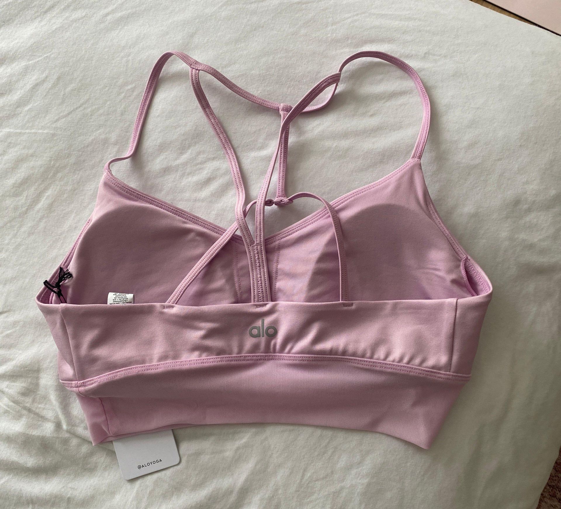 ALO LAVISH BRA Longline Dusty Pink Heather Sports Bra Small Women