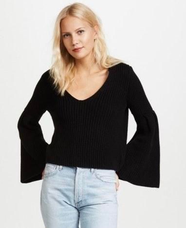 Free People Damsel Bell Sleeve Sweater Black 30 69 Off Retail From Lauren