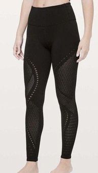 Lululemon Reveal Tight Mindful Motion 4 Black Leggings Lasercut Sheer  Perforated - $46 - From Liz