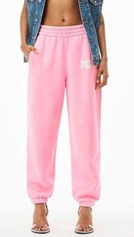 T BY ALEXANDER WANG, Puff Logo Terry Sweatpants, PINK, Women