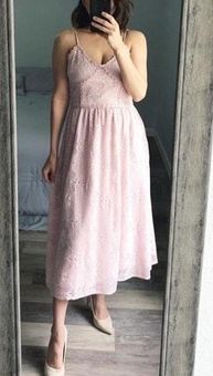 Nordstrom NSR Lace Midi Dress Blush Dusty Rose Pink 41 58 Off