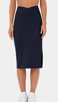 Halara NEW Ribbed Knit High Waisted Crossover Side Split Bodycon Midi Skirt  M Size M - $18 New With Tags - From Crissi