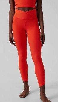 Athleta Elation Crossover Rib 7/8 Tight Orange - $55 (43% Off