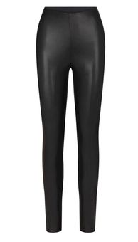 SKIMS Faux Leather Ankle-Zip Matte Leggings in Onyx Black Size XL