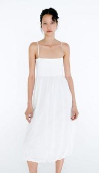 ZARA WOMENS SIZE M WHITE CONTRASTING MIDI DRESS NEW Size M - $46 New With  Tags - From Marlyng