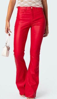 Edikted Luna Faux Leather Flare Jeans