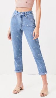 PacSun Daisy Embroidered Mom Jeans 