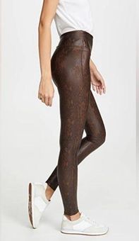 Spanx Snakeskin Faux Leather Leggings Brown Size M