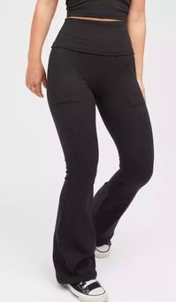 Aerie Arie Fold over Flare Leggings NWT Black - $30 (49% Off Retail) New  With Tags - From Elle