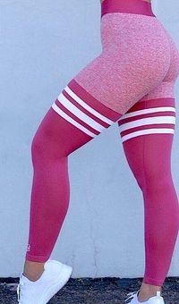 Bombshell sportswear Pink Thigh High Sock Striped Leggings Size M - $56 -  From Cara