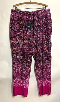 DKNY Women's Animal Print Pull-On Drawstring Pants Pink and Black Size XL -  $45 New With Tags - From Lavonia