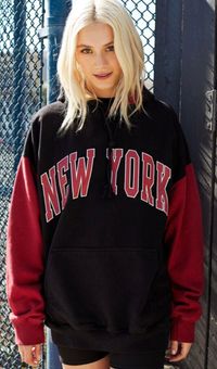 Brandy Melville New York Hoodie Red And Black - $30 (62% Off
