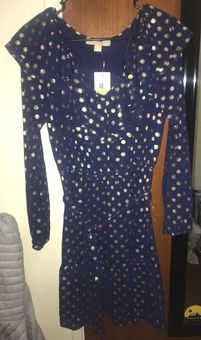michael kors navy and gold dress