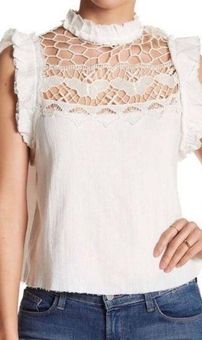 Crochet Yoke Lace Ruffle Top