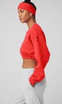 Alo Yoga Devotion Red Crewneck Cropped Sweatshirt M Size M 111