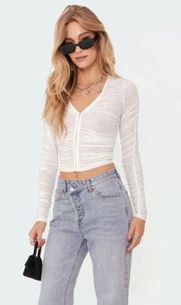 Edikted Tiana Gathered Mesh Top White Size XS - $62 (17% Off Retail) New  With Tags - From Mario