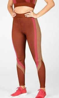 Fabletics Ultra High-Waisted Seamless Stripe Legging Womens  Java/Tapioca/Plush Pink Size XS