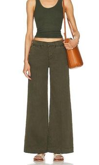 Le Tomboy cotton twill wide-leg pants in green - Frame