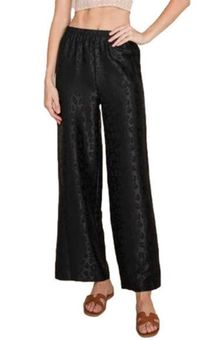 Satin Leopard Print Wide Leg Pants