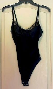 Gilly Hicks NWT Black Satin Bodysuit - S - $19 New With Tags