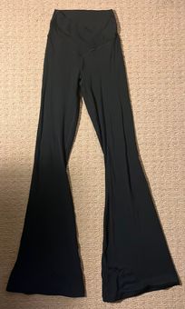 crossover flare leggings - black