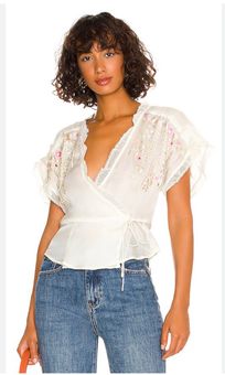 Free People Renee Embroidered Wrap Top Size XL - $88 (47% Off Retail) New  With Tags - From E