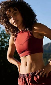 $60 Free People Women's Red Gone Wild Cut-Out Strappy Sports Bra