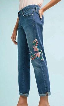 Floral Embroidered Boyfriend Jeans