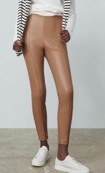 Zara Faux Leather High Waisted Leggings Taupe