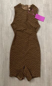 SKIMS FENDI Sleeveless Mid Thigh Bodysuit In California Brown