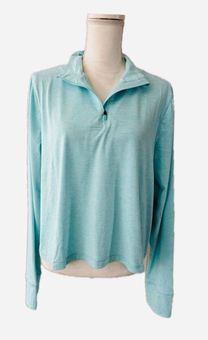 90 Degrees by Reflex 90 Degree By Reflex Two Tone Heather Long Sleeve  Quarter Zip Crop Top Blue Size XL - $43 (36% Off Retail) New With Tags -  From E