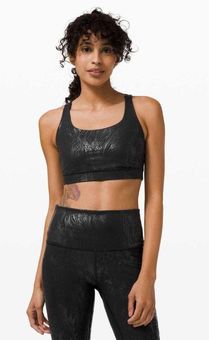 Lululemon Energy Bra Shine Medium Support Acclimatize Black Foil