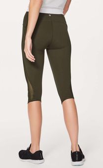 Lululemon Train Times Crop Leggings 17” Size 6 Dark Olive Green