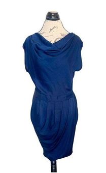 BCBGMAXAZRIA Size Medium Dress Pleated Office Wear Rowan Navy Blue