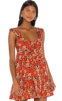 Free People Orange And Black Floral Dress Size Xl 53 58 Off Retail From Rachel