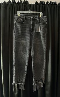 Black Washed Rhinestone Denim Jeans