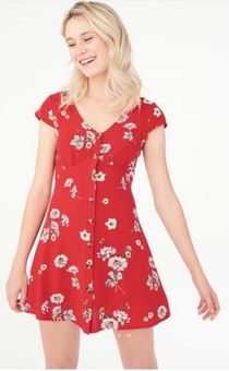 red button up dress