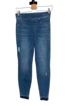 SPANX, Jeans, Spanx Distressed Ankle Skinny Jeans Medium Wash Blue High  Rise Womens Medium