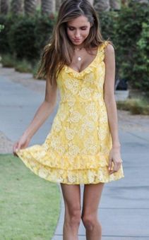 Forever 21 NWT Floral Lace Ruffle-trim Mini Dress in Yellow. Size medium. -  $40 (38% Off Retail) New With Tags - From Melodie