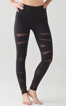 Lululemon // Black High Rise Wunder Under Tech Mesh Leggings Size