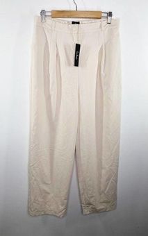 Posh Company Ivory Pleated High-Waisted Trouser Pants