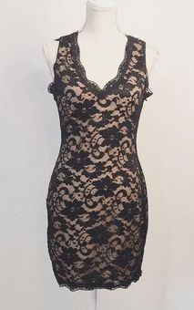 Another black lace over nude cocktail dress, I love them!