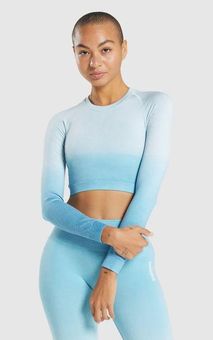 Gymshark ADAPT OMBRE SEAMLESS LONG SLEEVE CROP TOP XS Marl blue